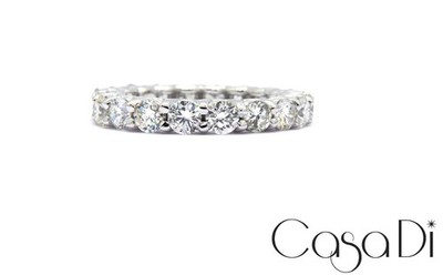 Memoire ring 20 brilliant diamonds 2.74ct 750 18K white gold size 55