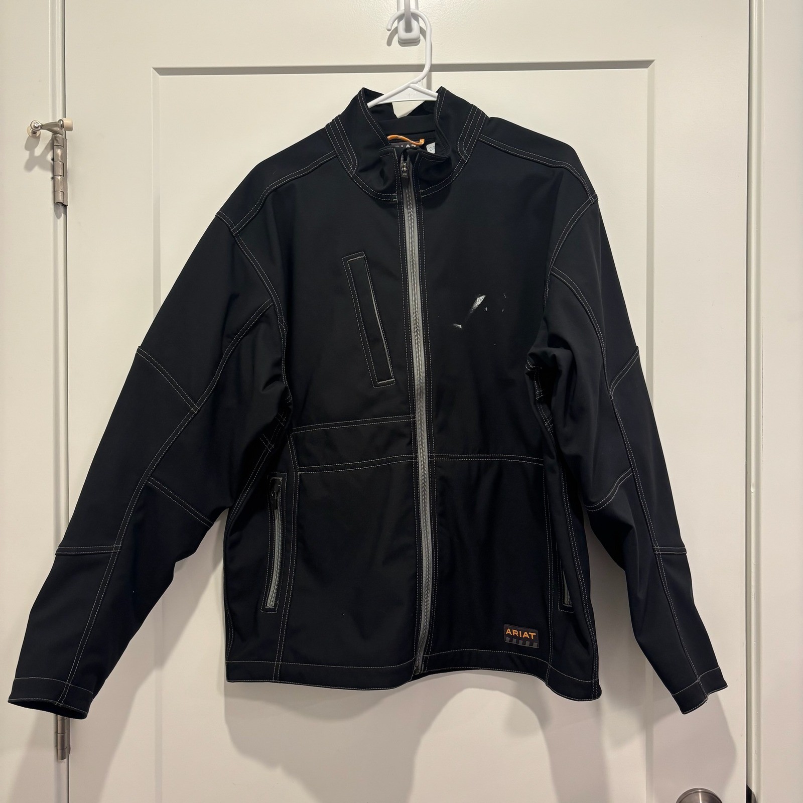Ariat Rebar Mens Black Softshell Fleece Lined Work Jacket Large Full Zip