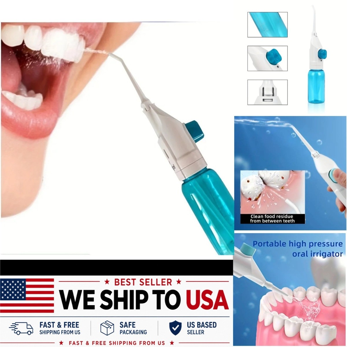 Manual High Pressure Oral Irrigator Portable Water Flosser MDUG