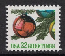 Scott 2368- Christmas, Glass Ornaments on Tree- 22c MNH 1987- unused mint stamp