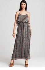 NEW Karen Kane Dress M Brown Printed Sheath Maxi Spaghetti Strap NWT Maxi   AA14