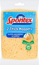 Spontex 2 Thick Sponge Moppets, 16 x 12cm