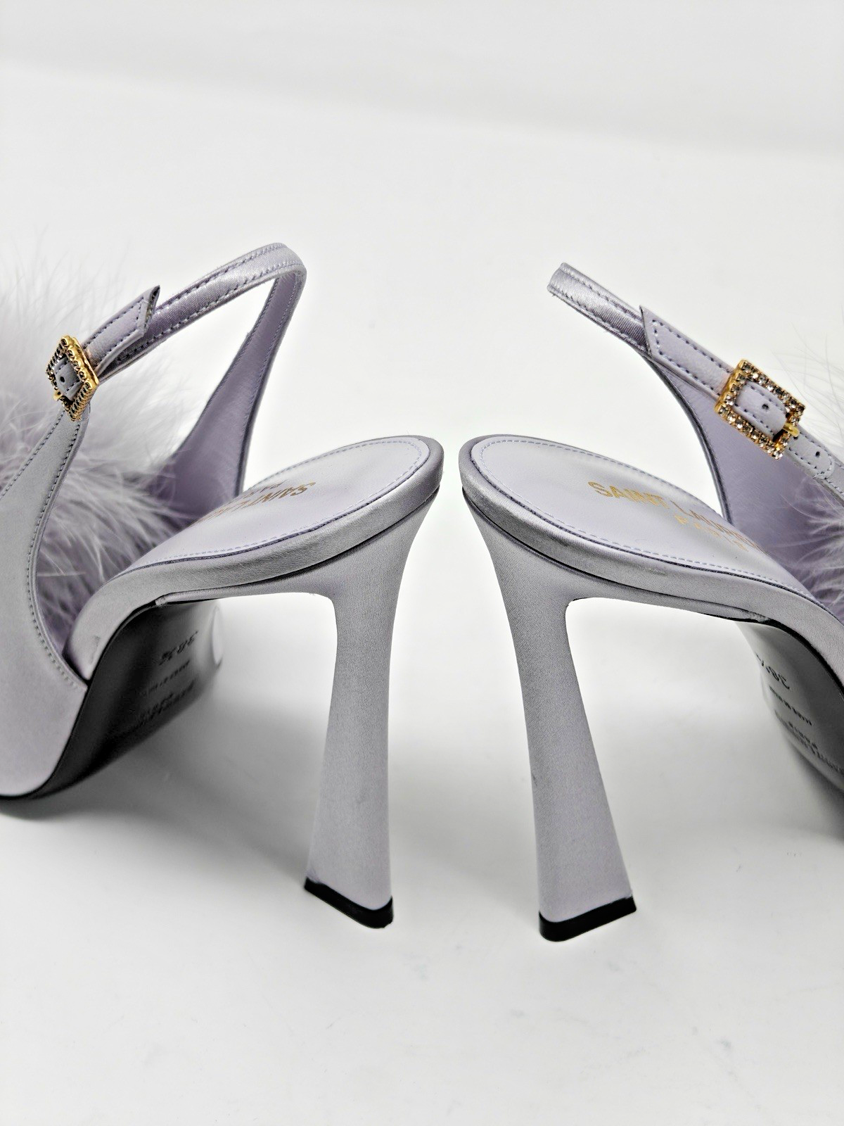 Saint Laurent YSL Mae Blanco Slingback Lavanda EU 38 5 UK 5 5 US 8 5 14583G