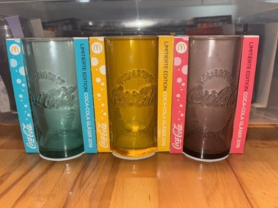 3 MC DONALDS COCA COLA GLÄSER 2022 - TÜRKIS + GELB + PINK  NEU*