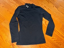 Boys Under Armour Coldgear Black Fitted Compression Mock Shirt Size Youth Small