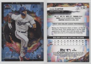 2024 Topps Finest Rare Sky Blue Refractor /150 Evan Carter #290 Rookie RC