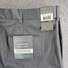 Perry Ellis Portfolio Mens 42x30 Gray Premium Flex Twill Dress Pants NEW NWT