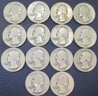 1943 P Washington Quarter 90% Silver - Lot Of 14 Condition Varies a
