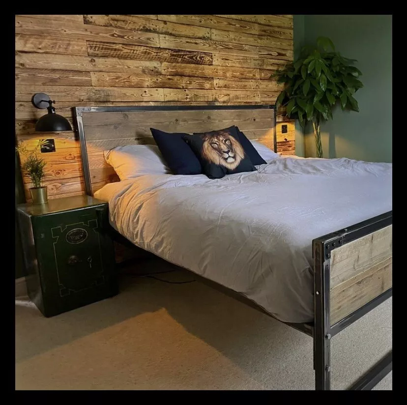 Industrial Super Kingsize Bed Bedroom Furniture Reclaimed Bespoke