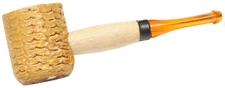 Missouri Meerschaum Miniature Straight Varnished Corncob Pipe Amber Stem 5612