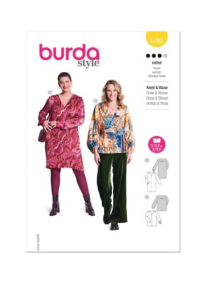 BURDA 5783 KLEID BLUSE MISSES Schnittmuster Gr. 10 - 22 Fähigkeit: DURCHSCHNITTLICH