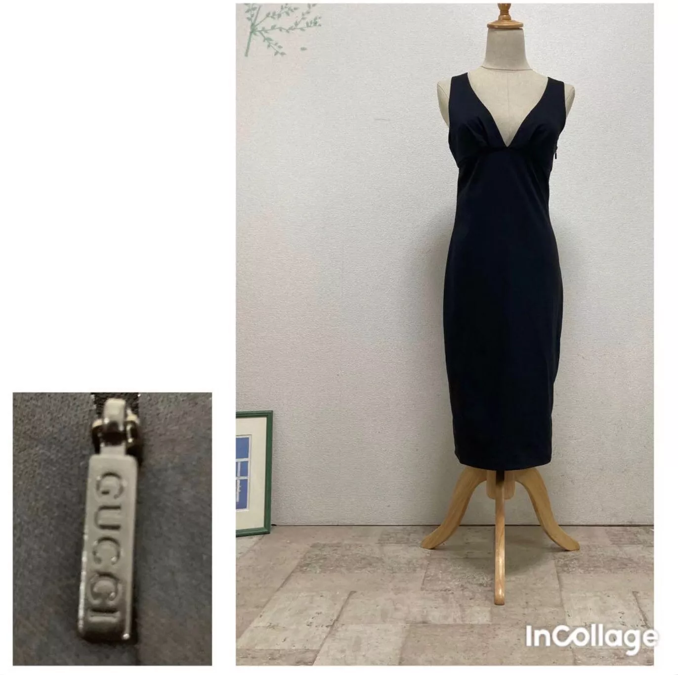 robe gucci 40 noire stretch sans manches dos croisé coton