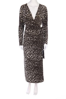 KAMALIKULTURE BY NORMA KAMALI Wickelkleid Maxi lang Leo Print M schwarz#3543