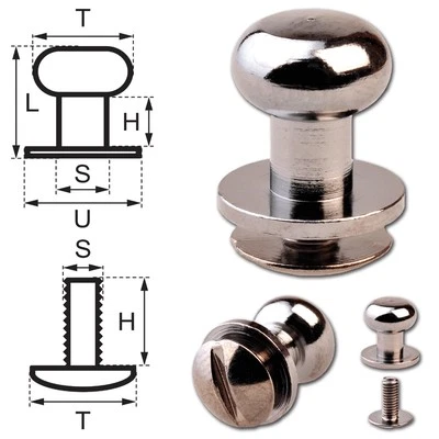 HOPPE & MASZTALERZ 15 Knopfschraubnieten Patronentaschenverschluss 8mm nickel-anthrazit (gun-metal)