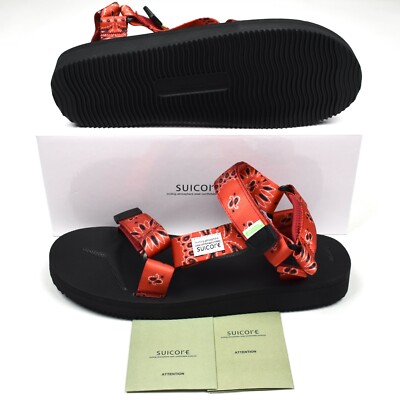 NWT $150 Suicoke JAPAN Depa Cab Web Strap Sandals Red Paisley Men's 10 AUTHENTIC