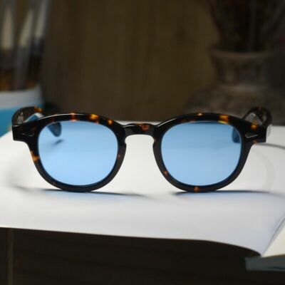 Johnny Depp blue sunglasses mens womens torotise acetate glasses skyblue lens S