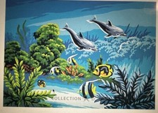 Printed needlepoint Tapestry Canvas Only 30 X40 Cm Under The Sea Rto