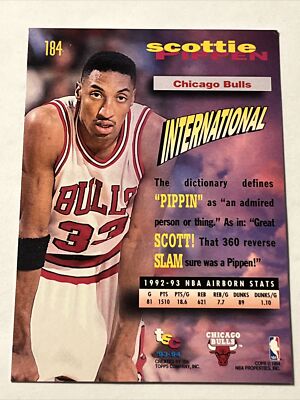 1993-94 Topps Stadium Club Basketball Scottie Pippen #184 Chicago