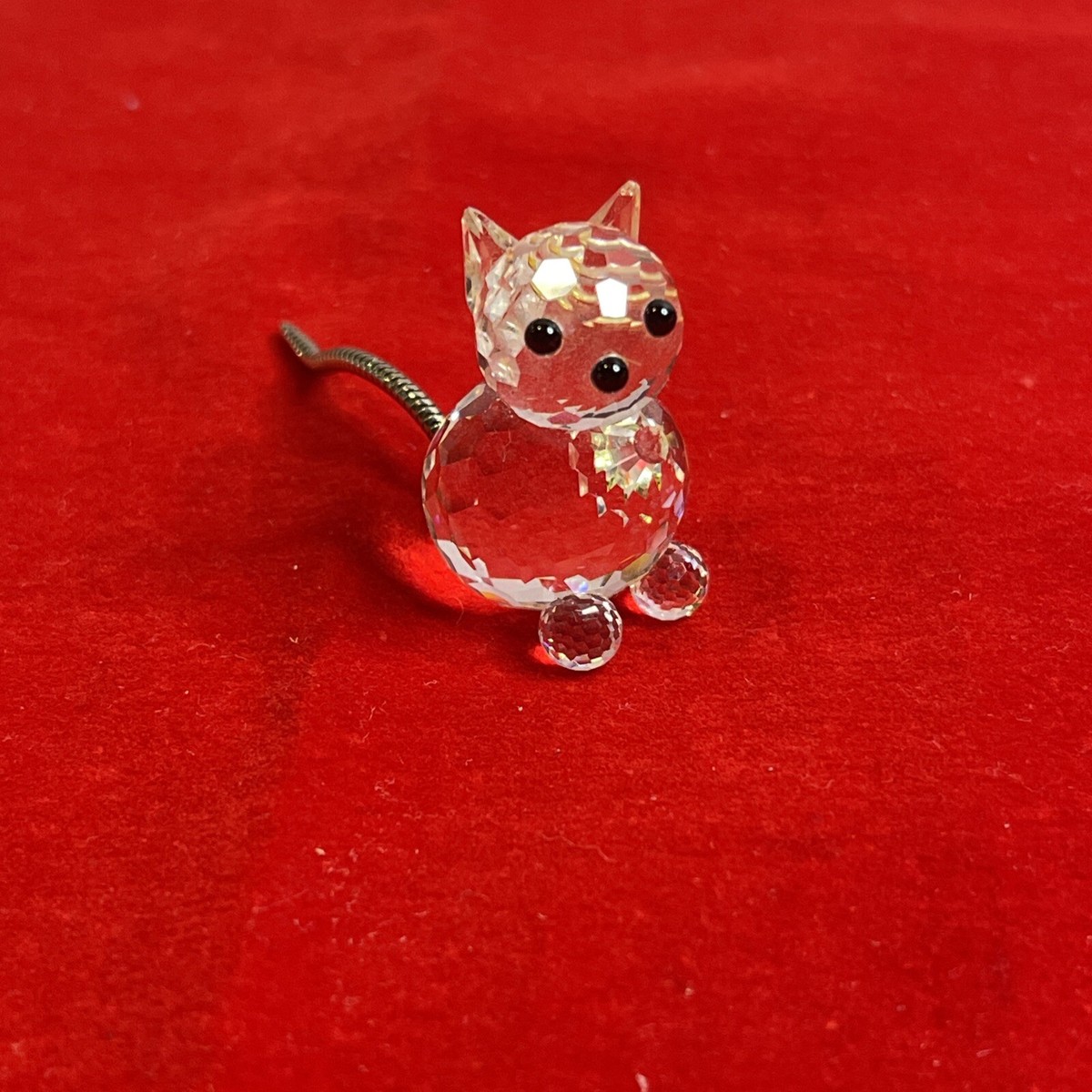 新品レアSWAROVSKI オレンジクリスタル猫 SWAROVSKI Silver Crystal Cat With Spring Tail 7659 - In Box