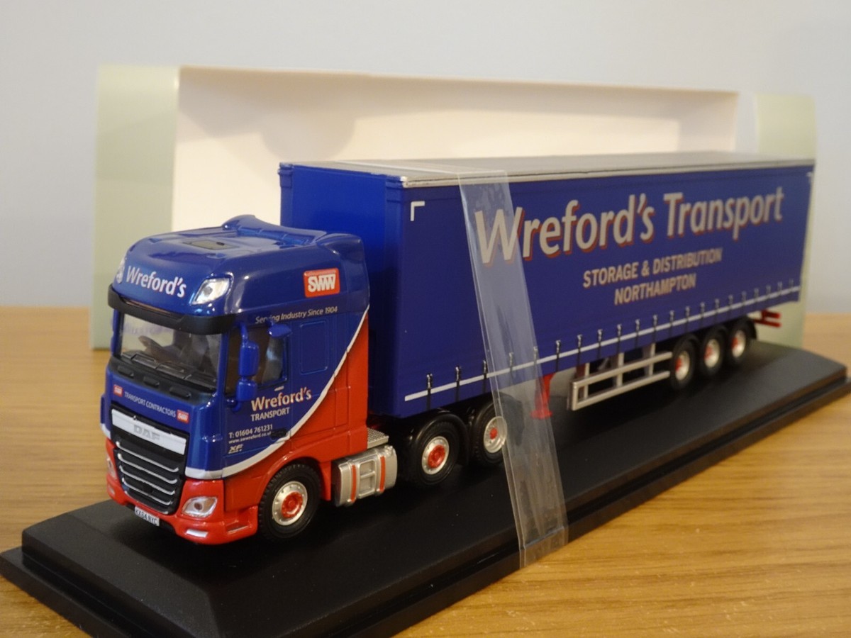 daf oxford diecast trucks OXFORD DIECAST WREFORD'S TRANSPORT DAF XF CURTAINSIDE TRUCK MODEL