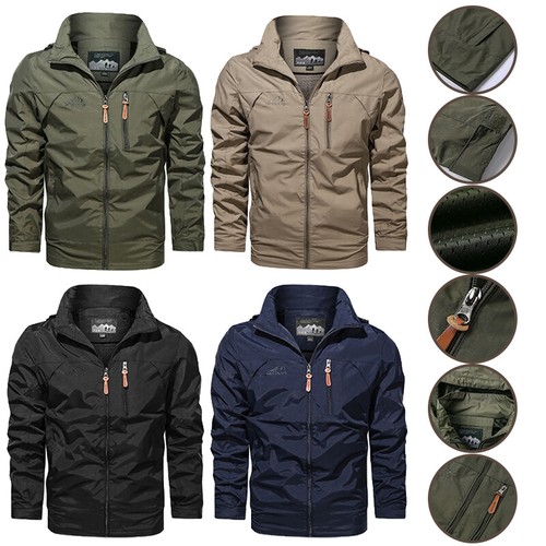 Mens Waterproof Soft Shell Outdoor Jacket Windbreaker Lightweight Hooded Coats