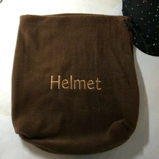 Equestrian Helmet Brown Embroidered Fleece Drawstring Carrying Storage Bag