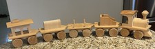 Toy Wooden Train set: Engine, Tender, Flat,Carrier Cars  Caboose Made In USA