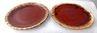 Hull Pottery Brown Drip Bread Plate Salad Serving Dish 6.5'' Vintage USA Set of 2