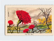 Postcard Scarlet Carnation Ohio State Flower Ohio USA