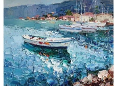 ORIGINAL Oil Painting On CANVAS Sailboat Seascape Impasto Textured Boat