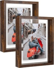 EXYGLO 2 Pack 7x5 Photo Frames, Rustic Double Sided Photo Frame, Floating Pictur
