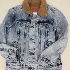 Vintage Levis Womens Medium Denim Acid Wash Sherpa Jacket Medium Pls See Measure