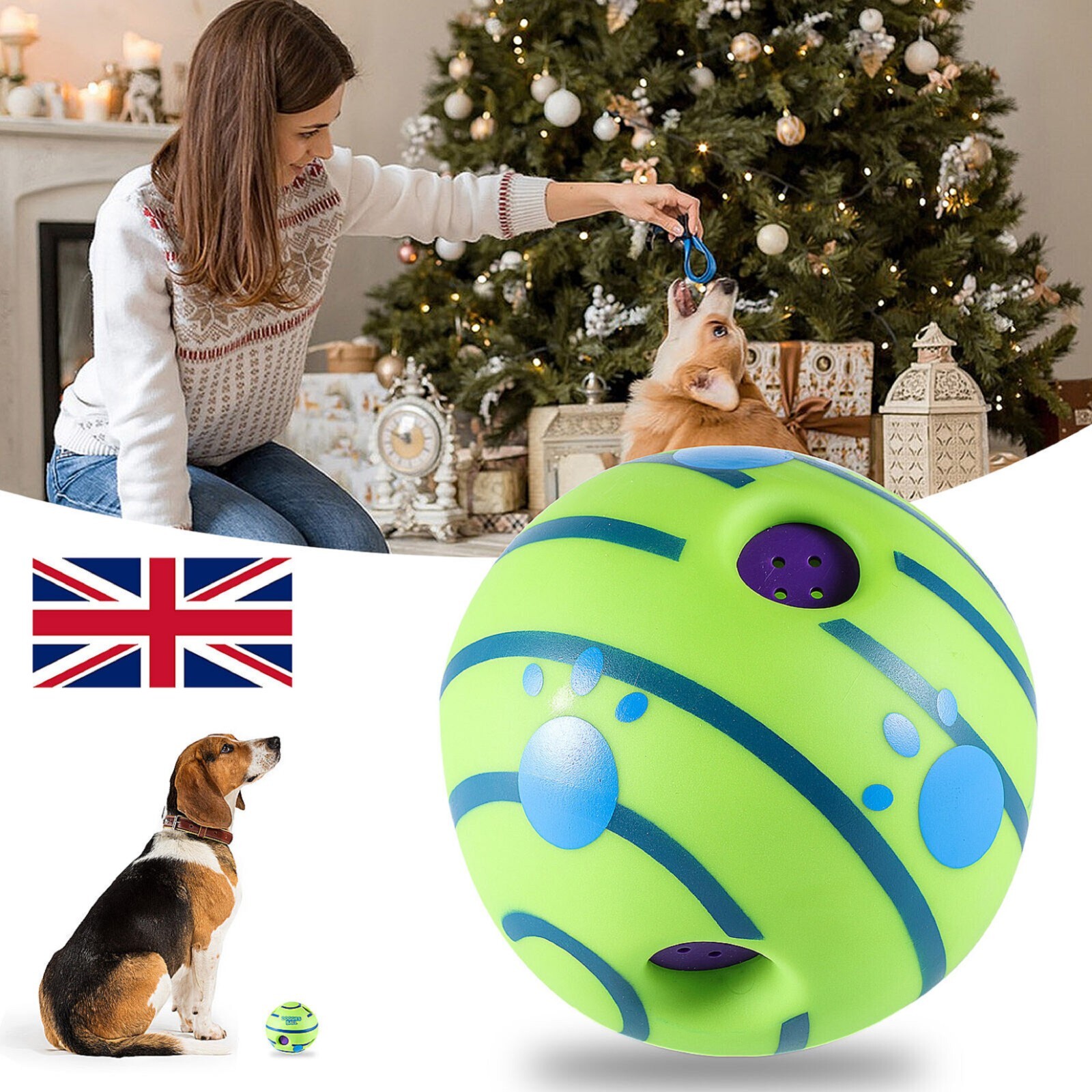 Rubber Dog Balls Indestructible Toys Large Small For Dogs Wobble Wag Giggle Ball eBay