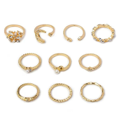 Vintage Gold Knuckle Ringe Set, 10 Stück Ringe für Damen Edelstahl Dünn Midi Fin