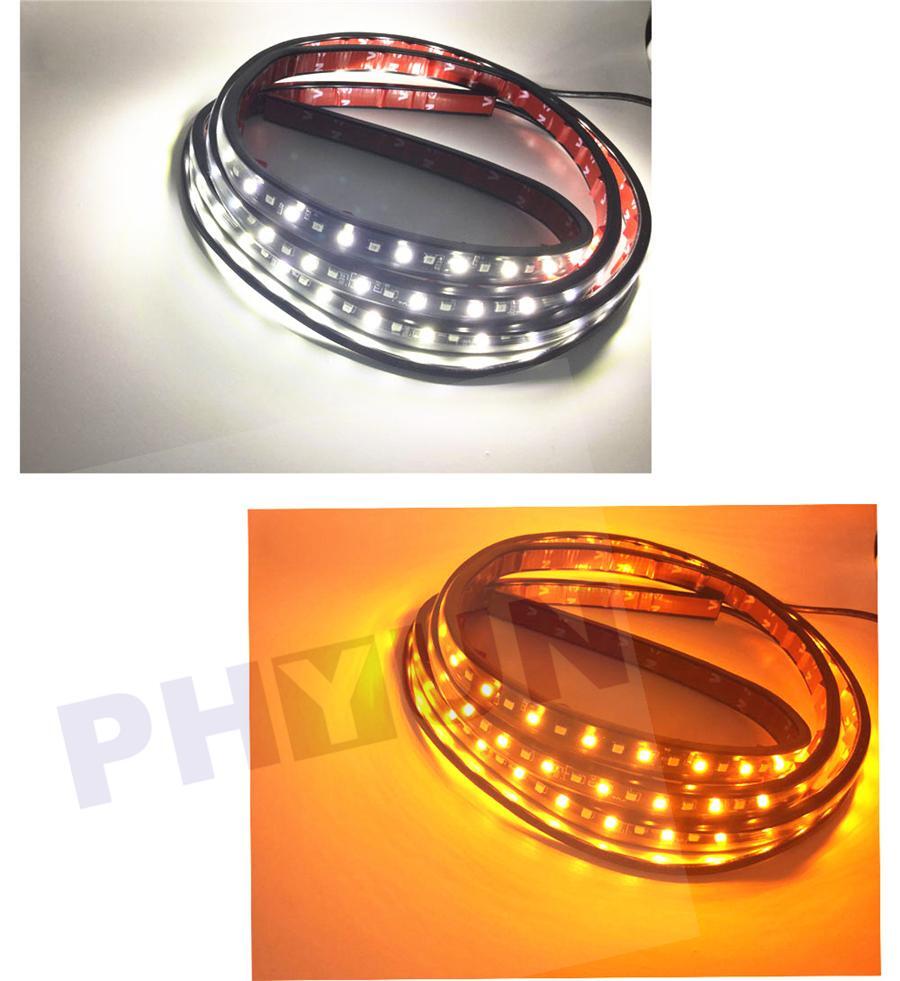 2X 48" Running Board Side Step LED Light Amber White Turn Signal DRL