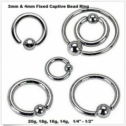 PAIR 18G 20G 16G FIXED BALL STEEL CAPTIVE BEAD RING TRAGUS HOOP BODY JEWELRY 109 - Picture 1 of 9