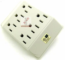 6 Outlet Electrical Power Grounded Wall Socket Tap UL LISTED 
