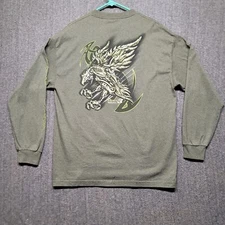 Vintage Skater Shirt Mens XL Robo 3 Y2K Metal Eagle Cyberpunk Grunge Green