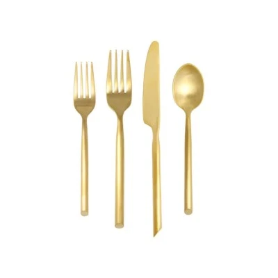 NEW Fortessa Capri Brushed Gold Plated 18/10 Stainless Steel Flatware 4 Pc