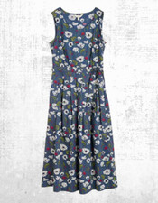 Ex Seasalt Women’s Sleeveless Belle Dress in Navy Poppy Meadow (A Bit Defect)