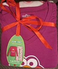  NEW Sesame Street Elmo Girl's 2-pc Med Fleece PJ Set 