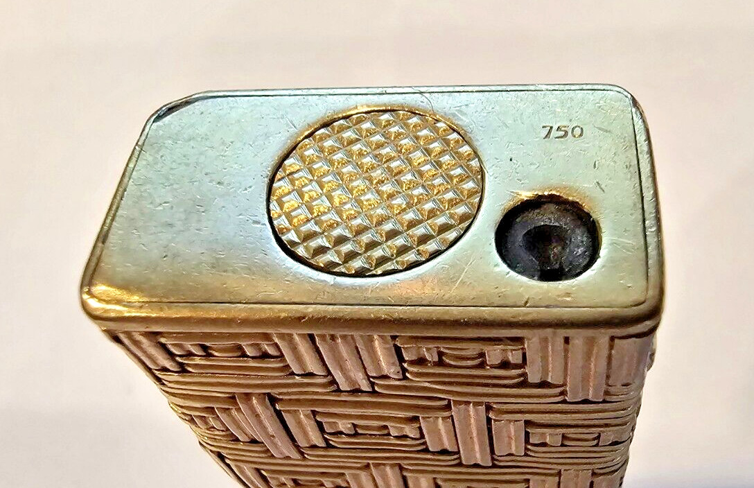 Vintage 18k 750 Weave Yellow & Rose Gold Custom Dunhill Pat. Rollagas Lighter