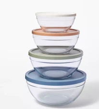 Figmint Glass Mixing Bowl with lids 4pc