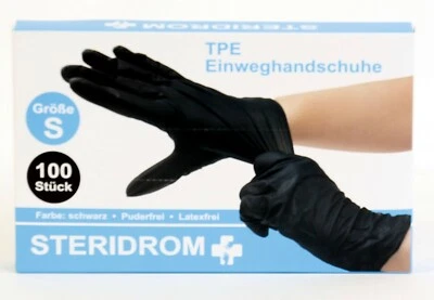 100 TPE Einweg Handschuhe Schwarz Einmalhandschuhe puderfrei Latexfrei Allergie