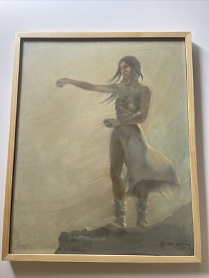 Xaviera Simmons Painting AFRICAN AMERICAN Listed Artist Famous Indian Woman Oil