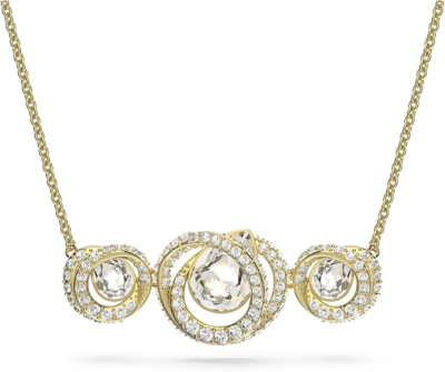 Swarovski Generation Necklace 5636586 Trilogy Crystals Gold Tone White