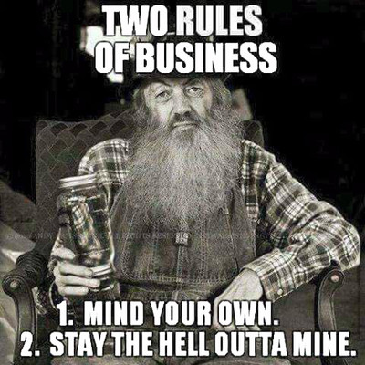 NEW 2 Rules of Business, mind your, stay out mine. T-shirts are great gifts. FOL
