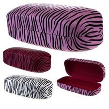 Womens Zebra Print Oversize Diva Clam Shell Eyewear Hard Case