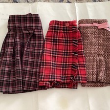 Lot Of 3 Girls Skirt Sz 6 Red Brown Tartan Check Skort Ribbon Pleated Stripped