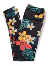 LuLaRoe Hawaiian Floral Tween Leggings Palm Beach Vacation Flowers NWOT